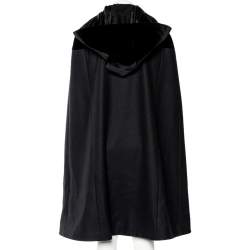 Pre Owned Alexander McQueen Black Wool Felted Velvet Detail Cape Over Coat M