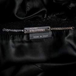 Pre Owned Alexander McQueen Black Wool Felted Velvet Detail Cape Over Coat M