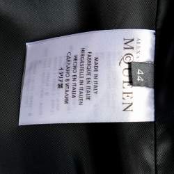 Pre Owned Alexander McQueen Black Wool Felted Velvet Detail Cape Over Coat M