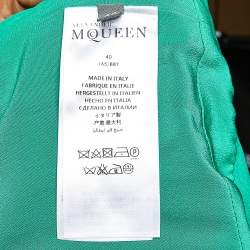 Pre Owned Alexander McQueen Green Crepe Ruffled Sleeveless Gown S