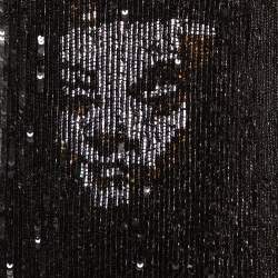 Alexander McQueen Black Sequinned Silk And Beaded Skull Pattern Sleeveless Top M