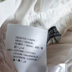 Pre Owned Alexander McQueen White Cotton Ruched Tiered Off Shoulder Midi Dress M