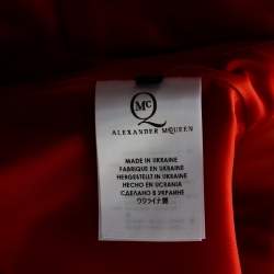 Pre Owned Alexander McQueen Orange Sateen Pleated Hem Detailed Short Dress S