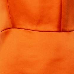 Pre Owned Alexander McQueen Orange Sateen Pleated Hem Detailed Short Dress S