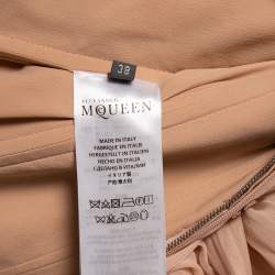 Pre Owned Alexander McQueen Pale Pink Silk Corset Detailed Pleated Gown S