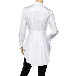 Pre Owned قميص أليكساندر ماكوين بيبلوم قطن أبيض تفاصيل حافة غير متماثلة مقاس متوسط - ميديوم 