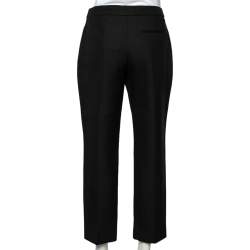 Pre Owned Alexander McQueen Black Wool And Silk Cropped Trousers M