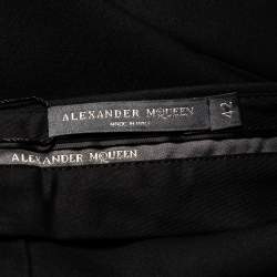 Pre Owned Alexander McQueen Black Wool And Silk Cropped Trousers M