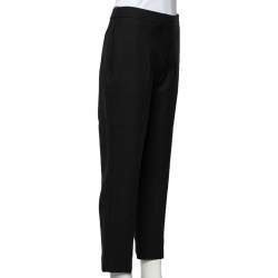 Pre Owned Alexander McQueen Black Wool And Silk Cropped Trousers M