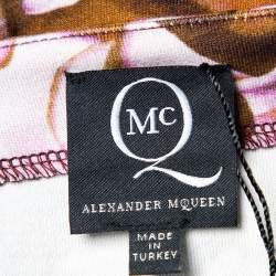 Pre Owned Alexander McQueen Multicolor Rose Petal Printed Knit Skirt XL