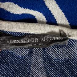 مملوكة مسبقًا Alexander McQueen Blue Floral Intarsia Knit Top S