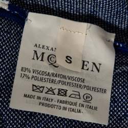 مملوكة مسبقًا Alexander McQueen Blue Floral Intarsia Knit Top S