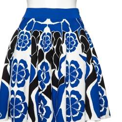Pre Owned Alexander McQueen Multicolor Floral Intarsia Knit Flared Mini Skirt M