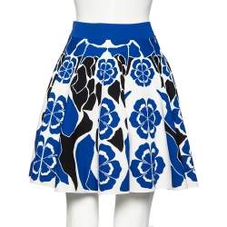 Pre Owned Alexander McQueen Multicolor Floral Intarsia Knit Flared Mini Skirt M