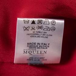 Pre Owned Alexander McQueen Red Wool Pleated Neck Detail Top M