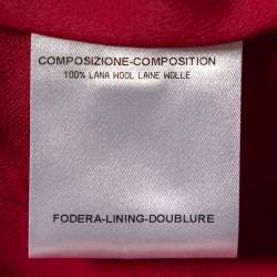 Pre Owned Alexander McQueen Red Wool Pleated Neck Detail Top M