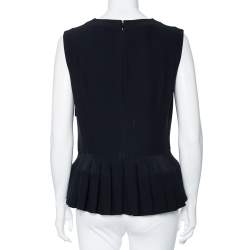 Pre Owned Alexander McQueen Black Crepe Knit Pleated Peplum Tank Top L