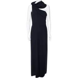 Alexander McQueen Black Crepe One Shoulder Jumpsuit M