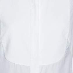 Pre Owned قميص أليكساندر ماكوين قطن أبيض موزين ترصيع أزرار أمامية مقاس وسط (ميديوم)