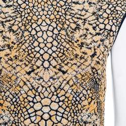 Pre Owned Alexander McQueen Brown Patterned Lurex Knit Bodycon Dress L