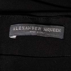 Pre Owned Alexander McQueen Black Crepe Pleated Detail Maxi Skirt M
