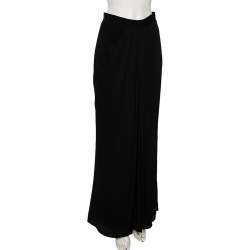 Pre Owned Alexander McQueen Black Crepe Pleated Detail Maxi Skirt M