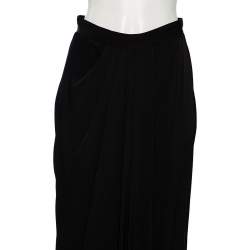 Pre Owned Alexander McQueen Black Crepe Pleated Detail Maxi Skirt M