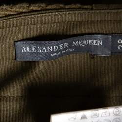 Pre Owned Alexander McQueen Olive Green Belted Cargo Shorts S