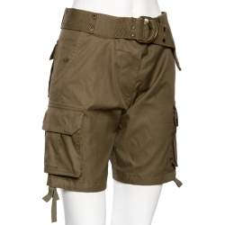 Pre Owned Alexander McQueen Olive Green Belted Cargo Shorts S