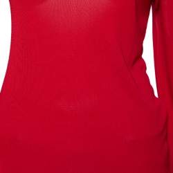 Pre Owned توب أليكساندر ماكوين تريكو أحمر مزين رقبة غير متماثلة مقاس متوسط (ميديوم)