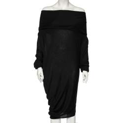 Pre Owned Alexander McQueen Black Knitted Off-Shoulder Dress L
