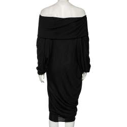 Pre Owned Alexander McQueen Black Knitted Off-Shoulder Dress L