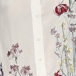 Pre Owned Alexander McQueen Cream Floral Embroidered Silk Shirt M