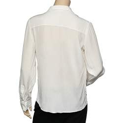 Pre Owned Alexander McQueen Cream Floral Embroidered Silk Shirt M