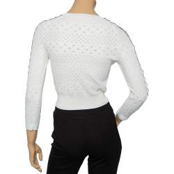 Pre Owned Alexander McQueen White Eyelet Knit Long Sleeve Sweater XS