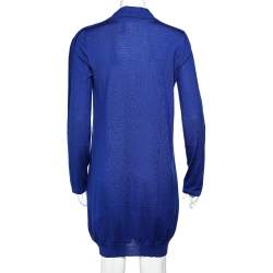 Alexander McQueen Navy Blue Wool Button Detail Sweater Dress M