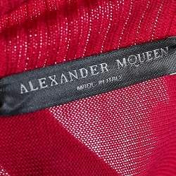 Pre Owned Alexander McQueen Magenta Wool Button Detail Turtleneck Flared Mini Dress L