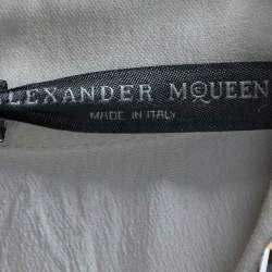 Pre Owned Alexander McQueen Cream Crepe Embellished Neck Detail Sleeveless Gown M