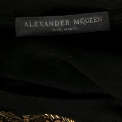 Pre Owned Alexander McQueen Black Gold Glory Embellished Cotton Top M