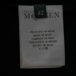 Pre Owned Alexander McQueen Black Gold Glory Embellished Cotton Top M