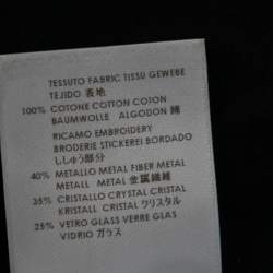 Pre Owned Alexander McQueen Black Gold Glory Embellished Cotton Top M