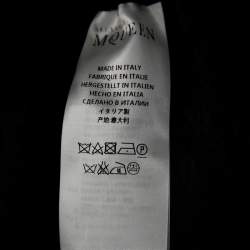 Pre Owned Alexander McQueen Black Silk Jacquard Contrast Hem Drawstring Detail Pants S