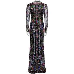 مملوكة مسبقًا Alexander McQueen Black Sequin Embellished Tulle Evening Gown M