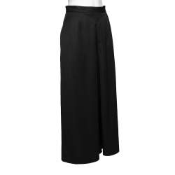 Pre Owned Alexander McQueen Black Wool Pleated Palazzo Pants S
