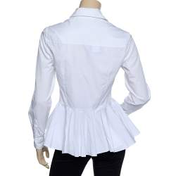 Pre Owned Alexander McQueen White Cotton Peplum Shirt S