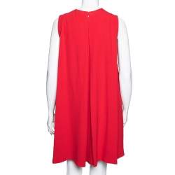 Pre Owned Alexander McQueen Red Crepe Pleated Sleeveless Dress M