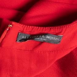 Pre Owned Alexander McQueen Red Crepe Pleated Sleeveless Dress M
