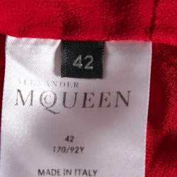 Pre Owned Alexander McQueen Red Crepe Pleated Sleeveless Dress M