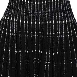 Pre Owned Alexander McQueen Black Embroidered Knit Boat Neck Flared Dress M