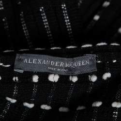 Pre Owned Alexander McQueen Black Embroidered Knit Boat Neck Flared Dress M